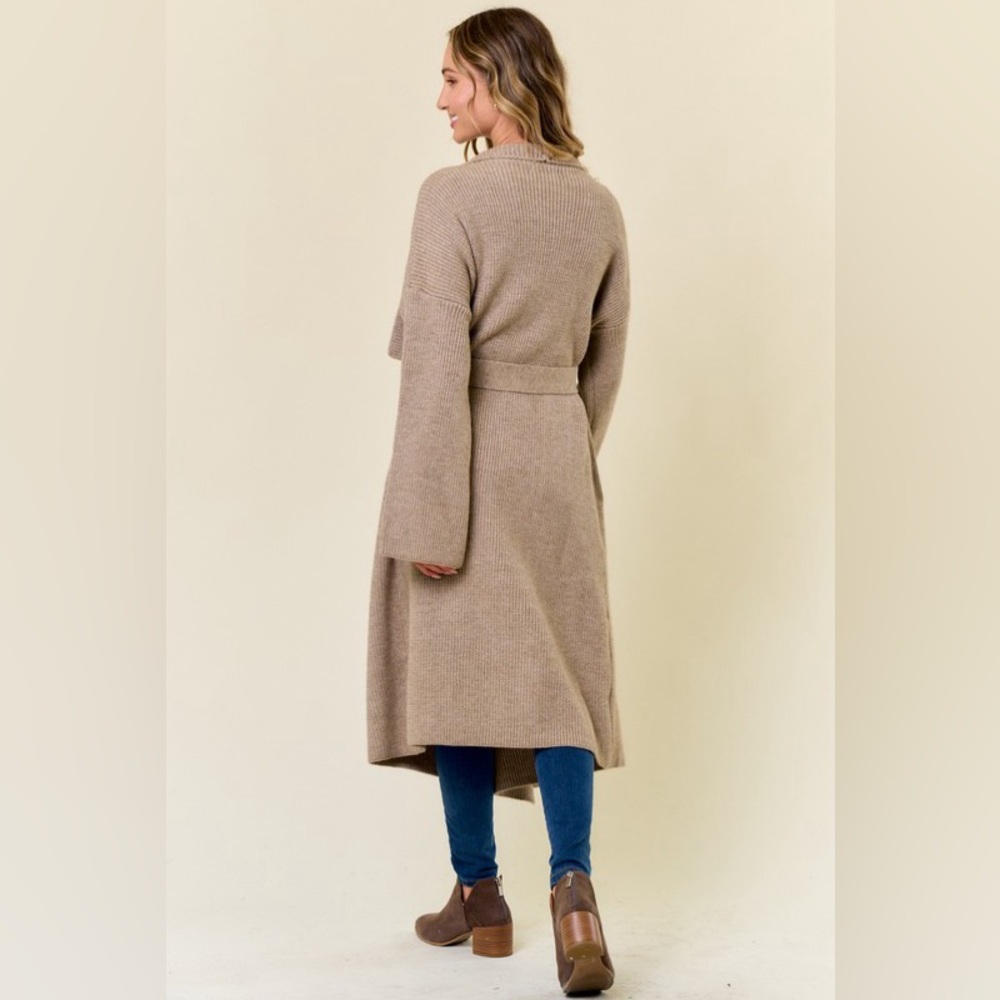 NEW- Ribbed Belted Sweater Cardigan Jacket by OnBlue - Picture 10 of 16